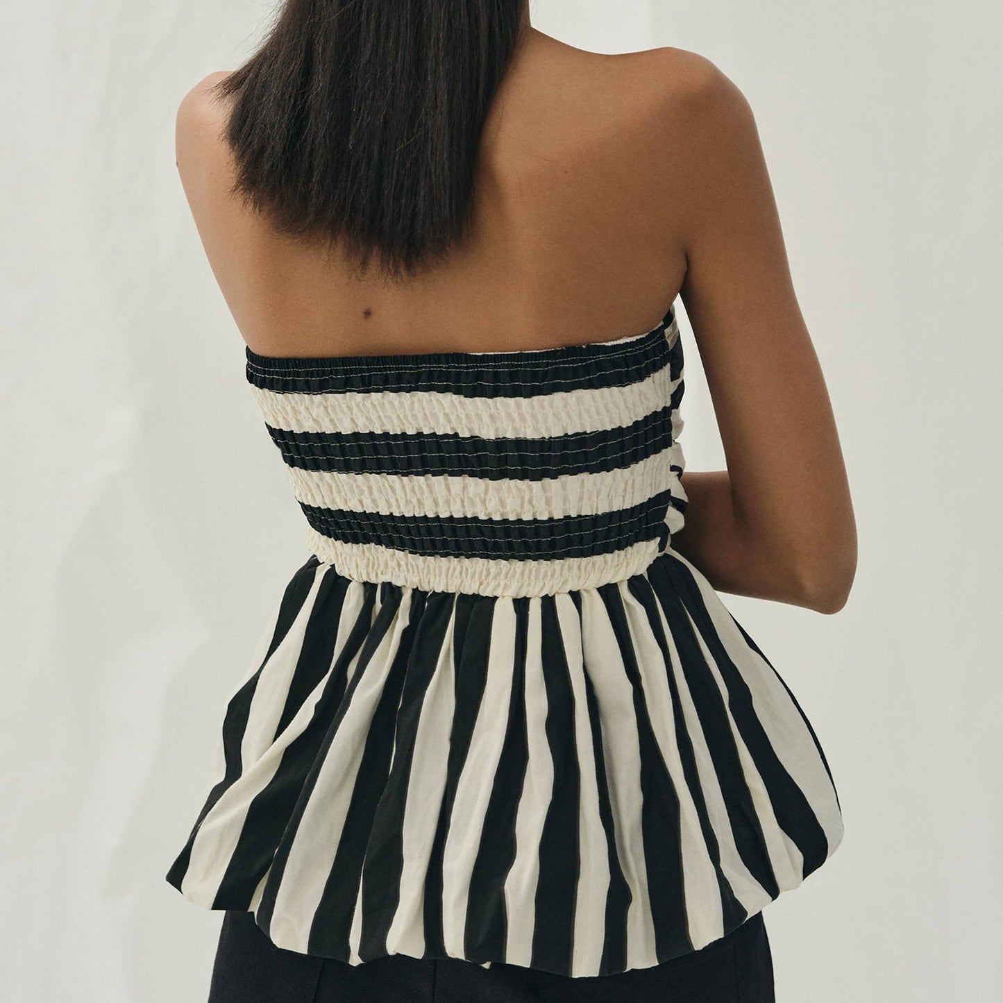 Black and White Striped Bubble Top