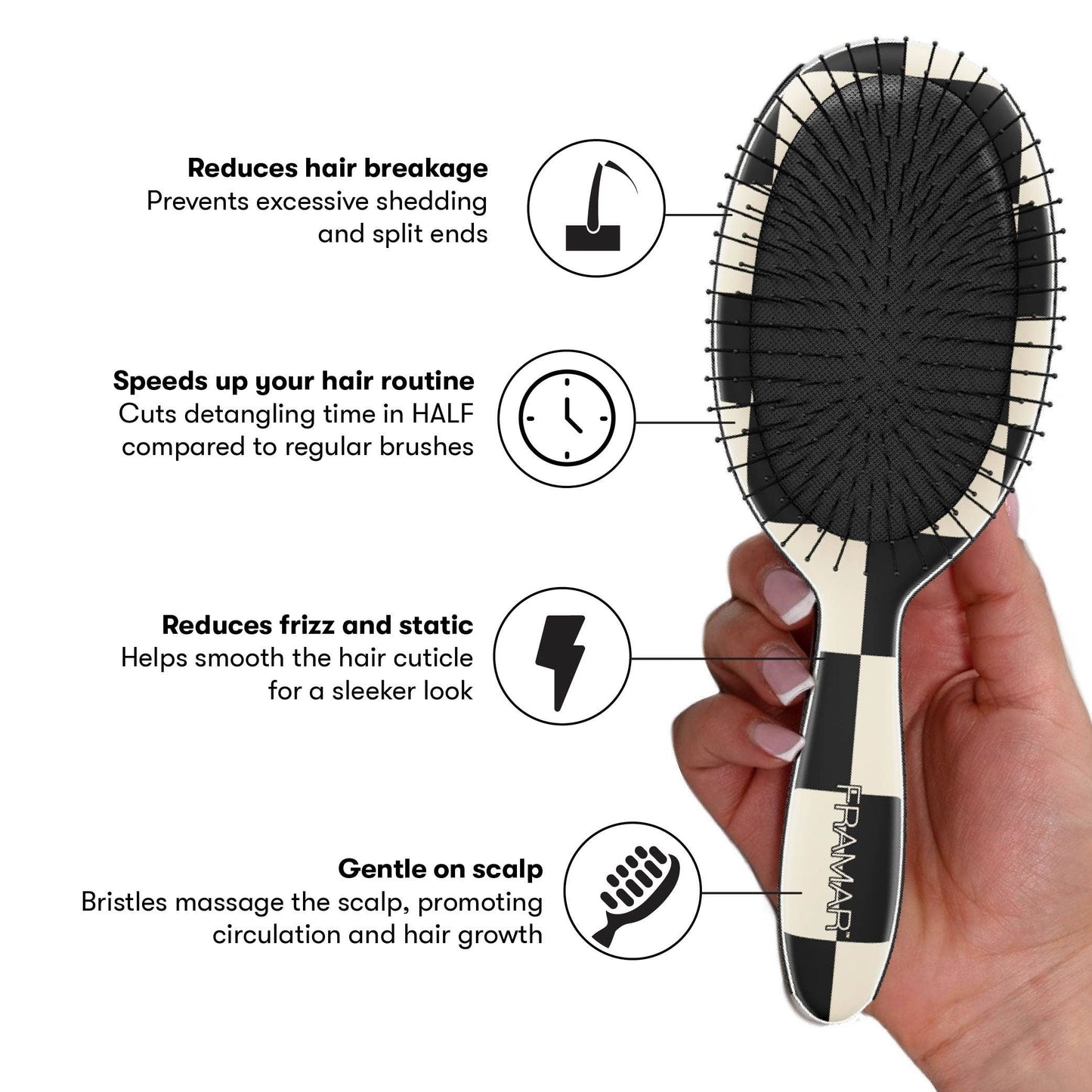 Checkered FRAMAR Detangling Wet Hair Brush