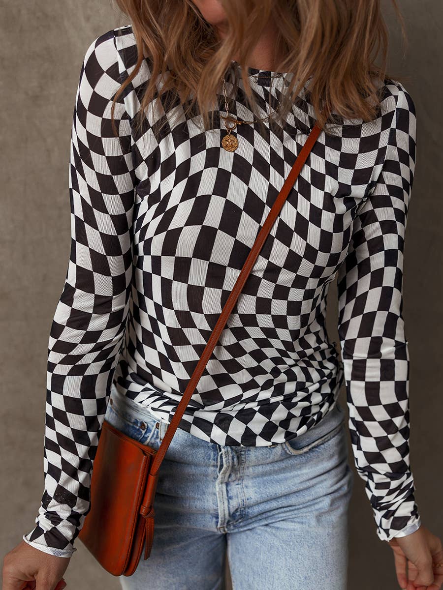 Checkered Sheer Top