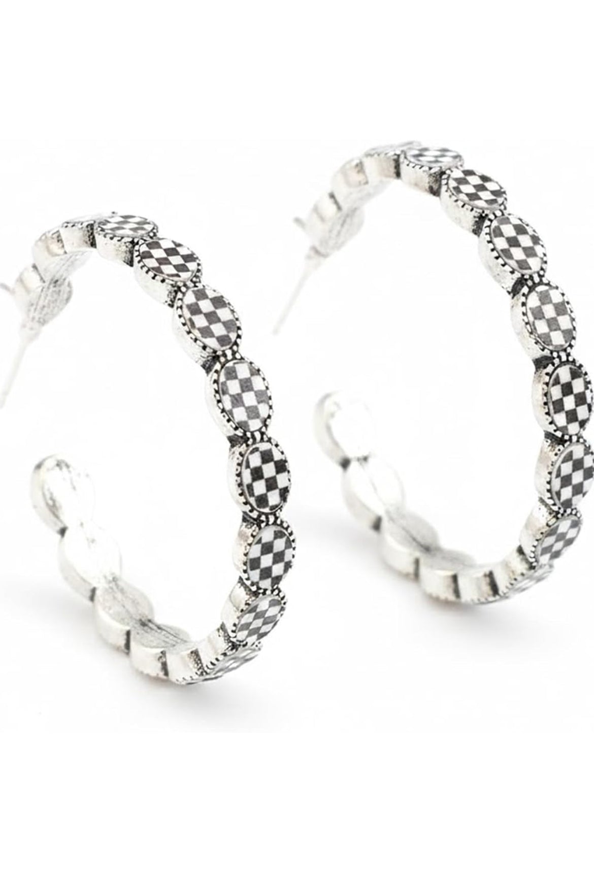 Checkered Hoop Earrings