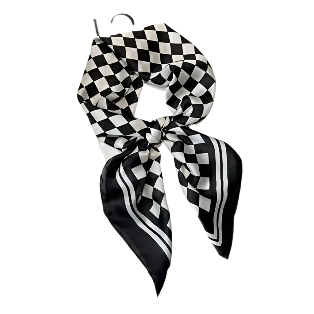 Checkered Silky Scarf