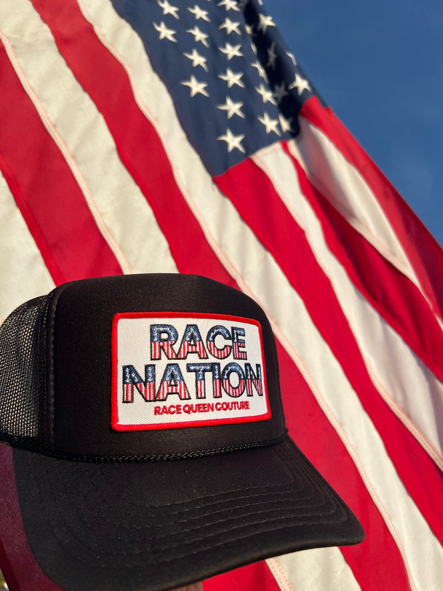 RACE QUEEN COUTURE “RACE NATION” Patch Hat - Black