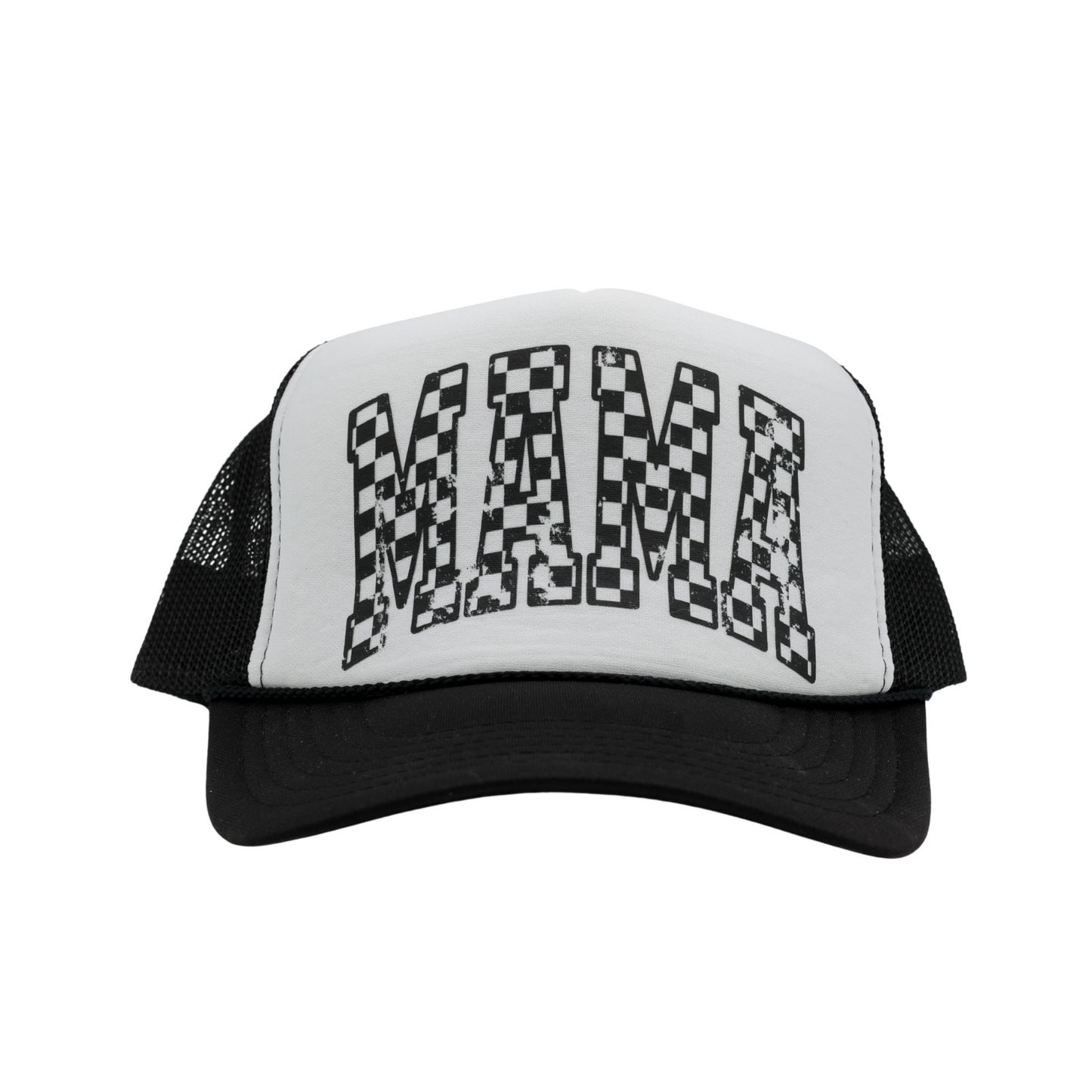 Checkered Mama Trucker Hat (BLACK, PINK, or RED)