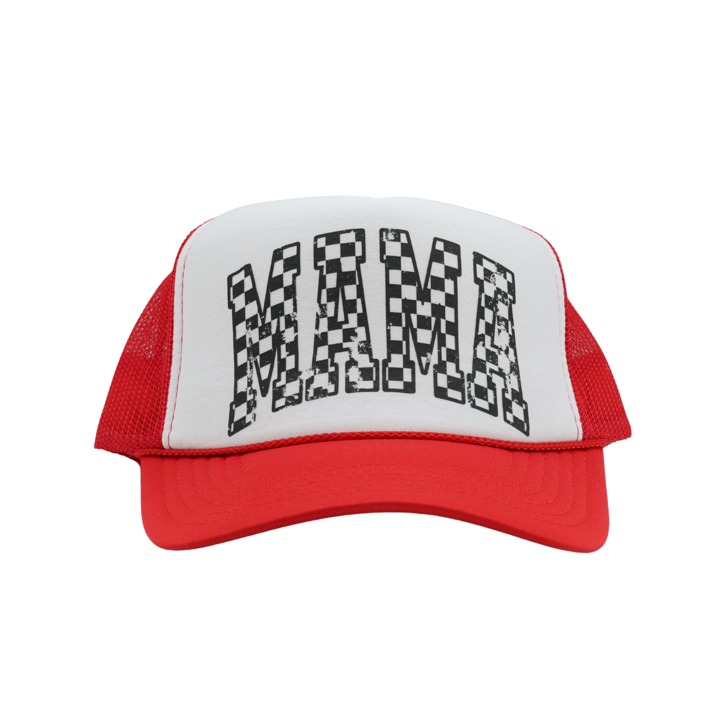 Checkered Mama Trucker Hat (BLACK, PINK, or RED)