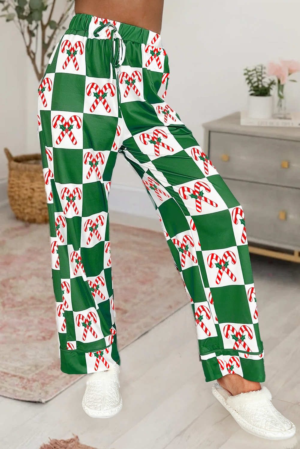 "Checkered Candy Cane” Holiday Pajama Set