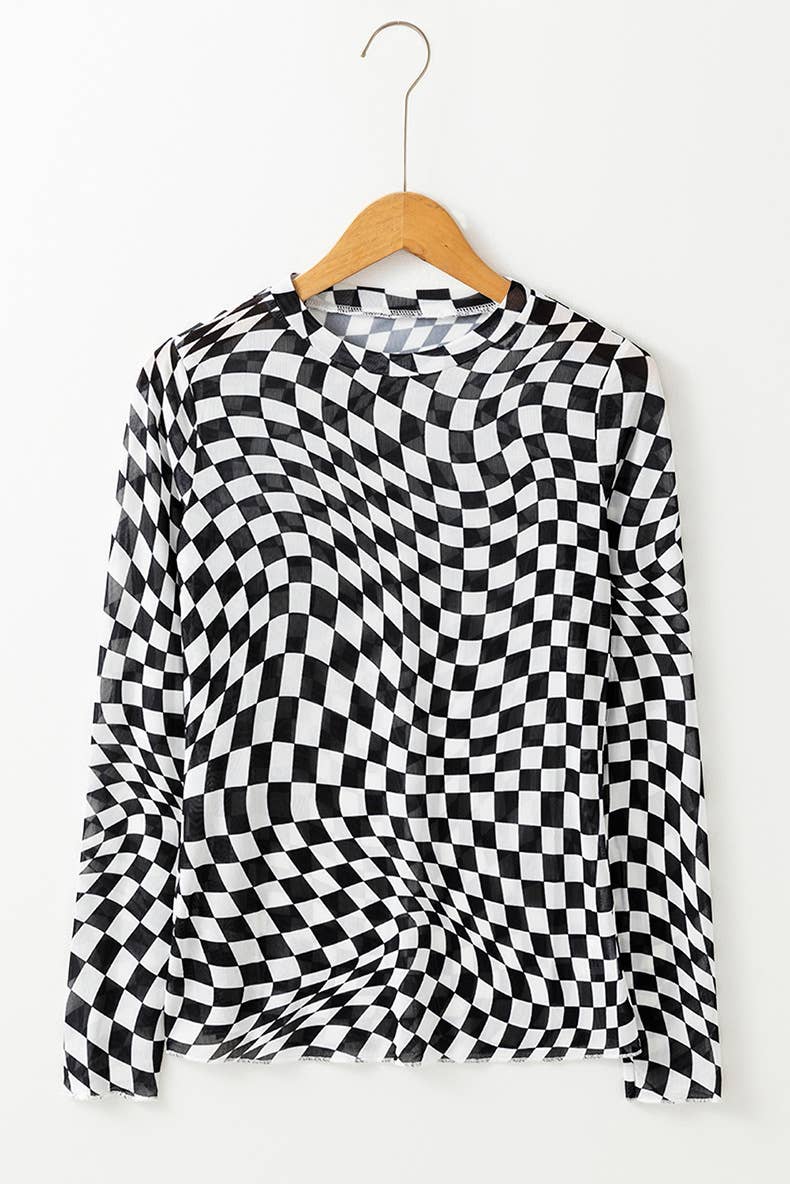 Checkered Sheer Top