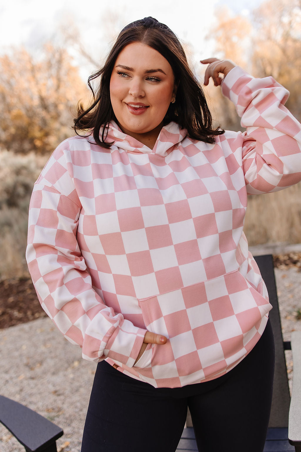 Checkered University Hoodie - Pink & Powerful
