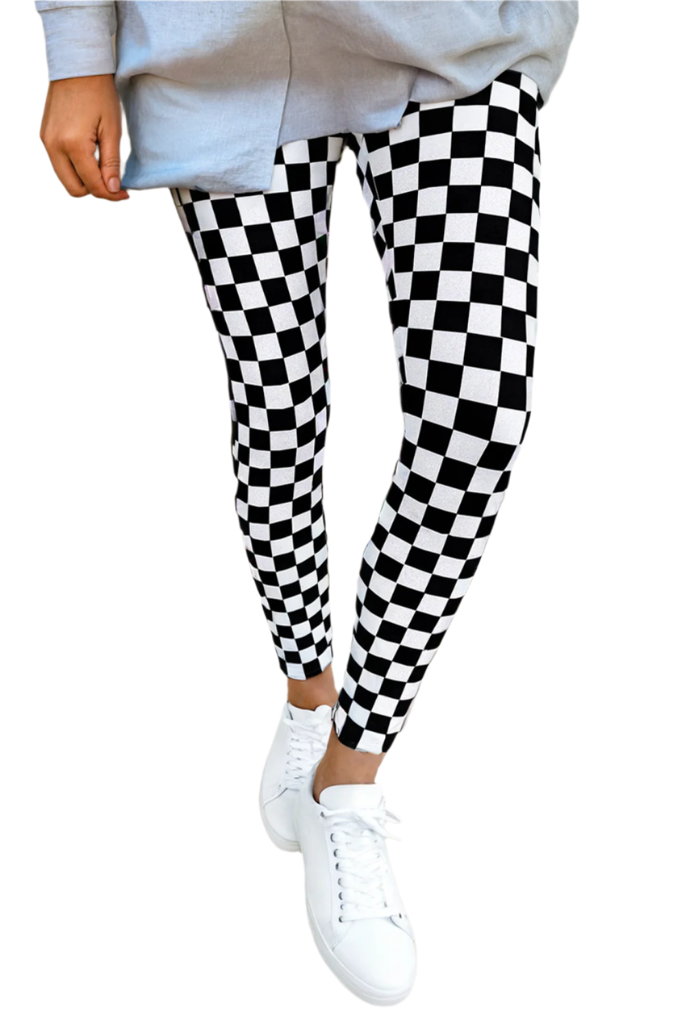Checkered High Waist Skinny Leggings