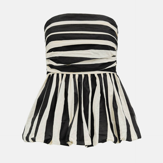 Black and White Striped Bubble Top