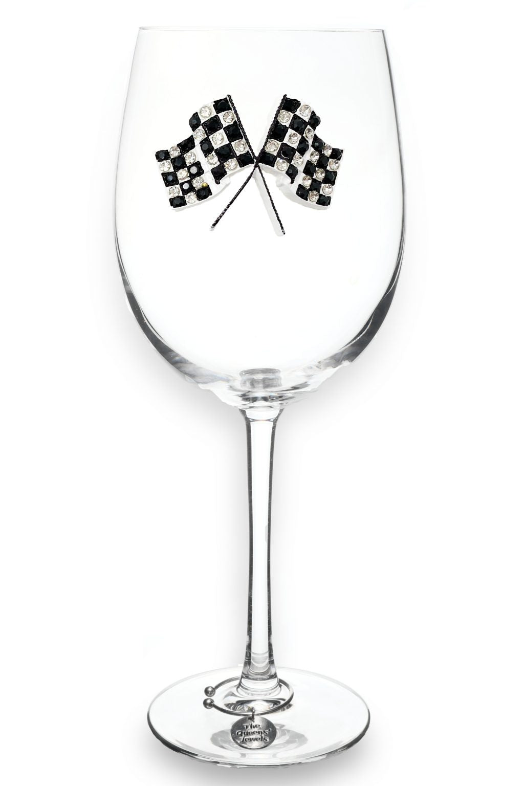 Checkered Flag Jeweled Glassware - Stemmed