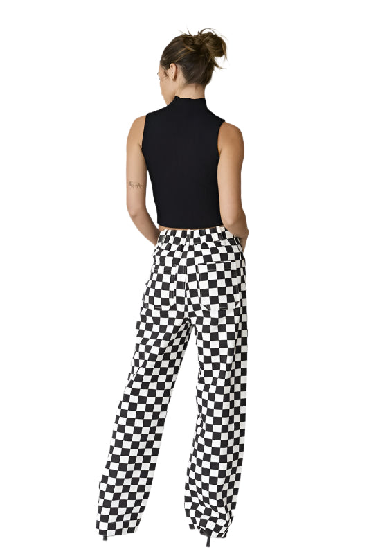Checkered Denim Pants