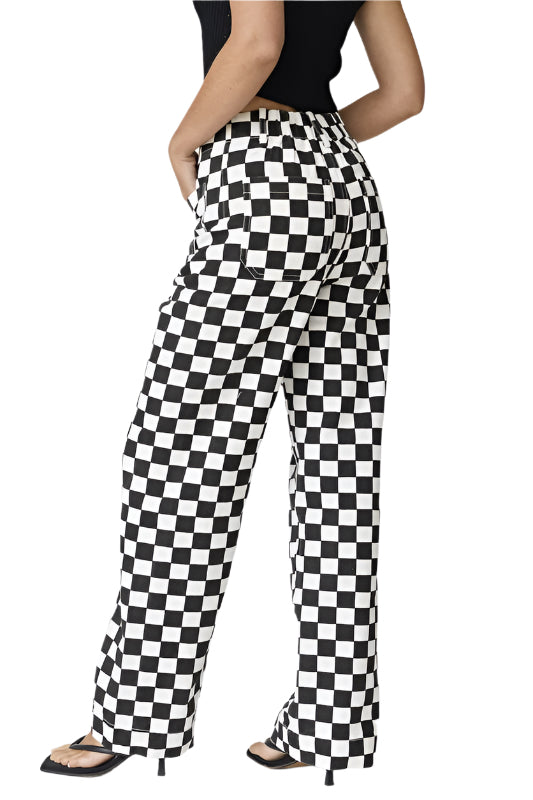 Checkered Denim Pants