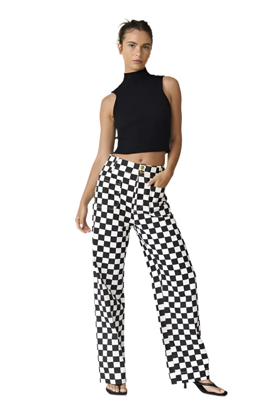 Checkered Denim Pants