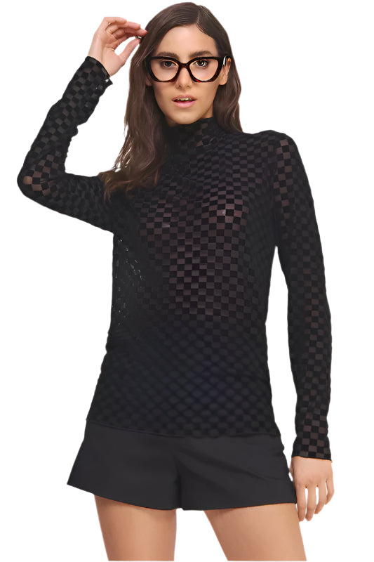 Checkered Black Sheer Top