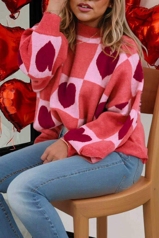 Heart Checkered Valentine Sweater