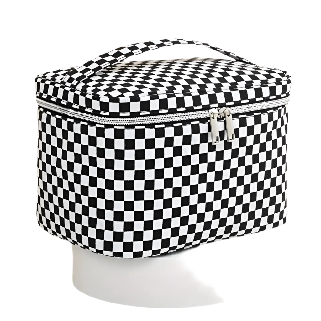 Checkered Cosmetic Tote