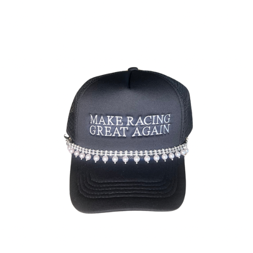 Trucker Hat Chain - Rhinestone Pearl (Silver)