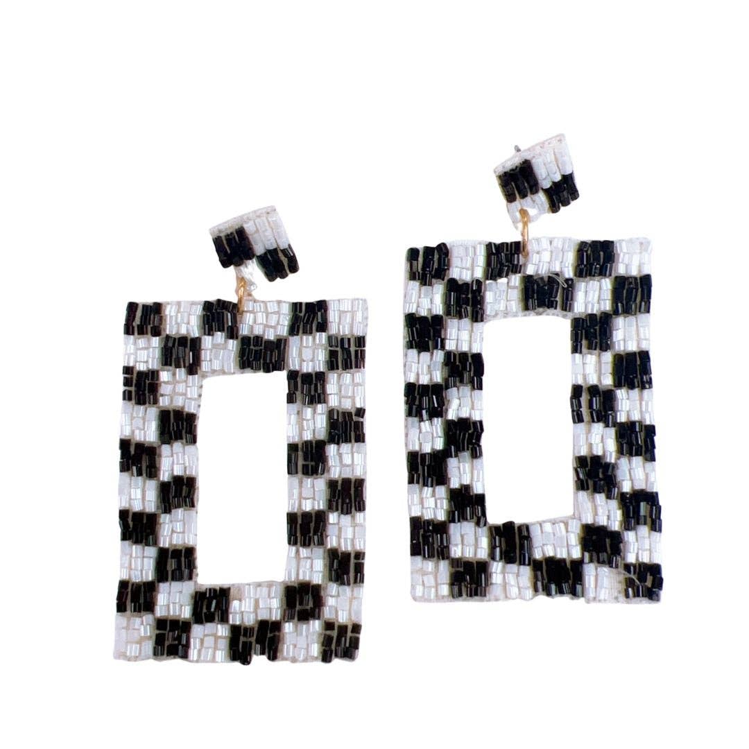 Checkered Beaded Earrings