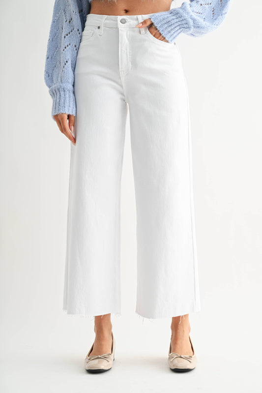 JUST BLACK DENIM - Scissor Cut Wide Leg - OPTIC WHITE