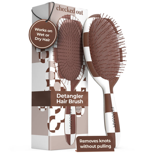 Checkered Brown FRAMAR Detangling Wet Hair Brush