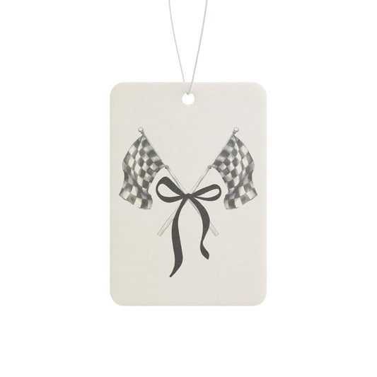 RACE QUEEN Signature Checkered Flags With Bow - Car Air Freshener
