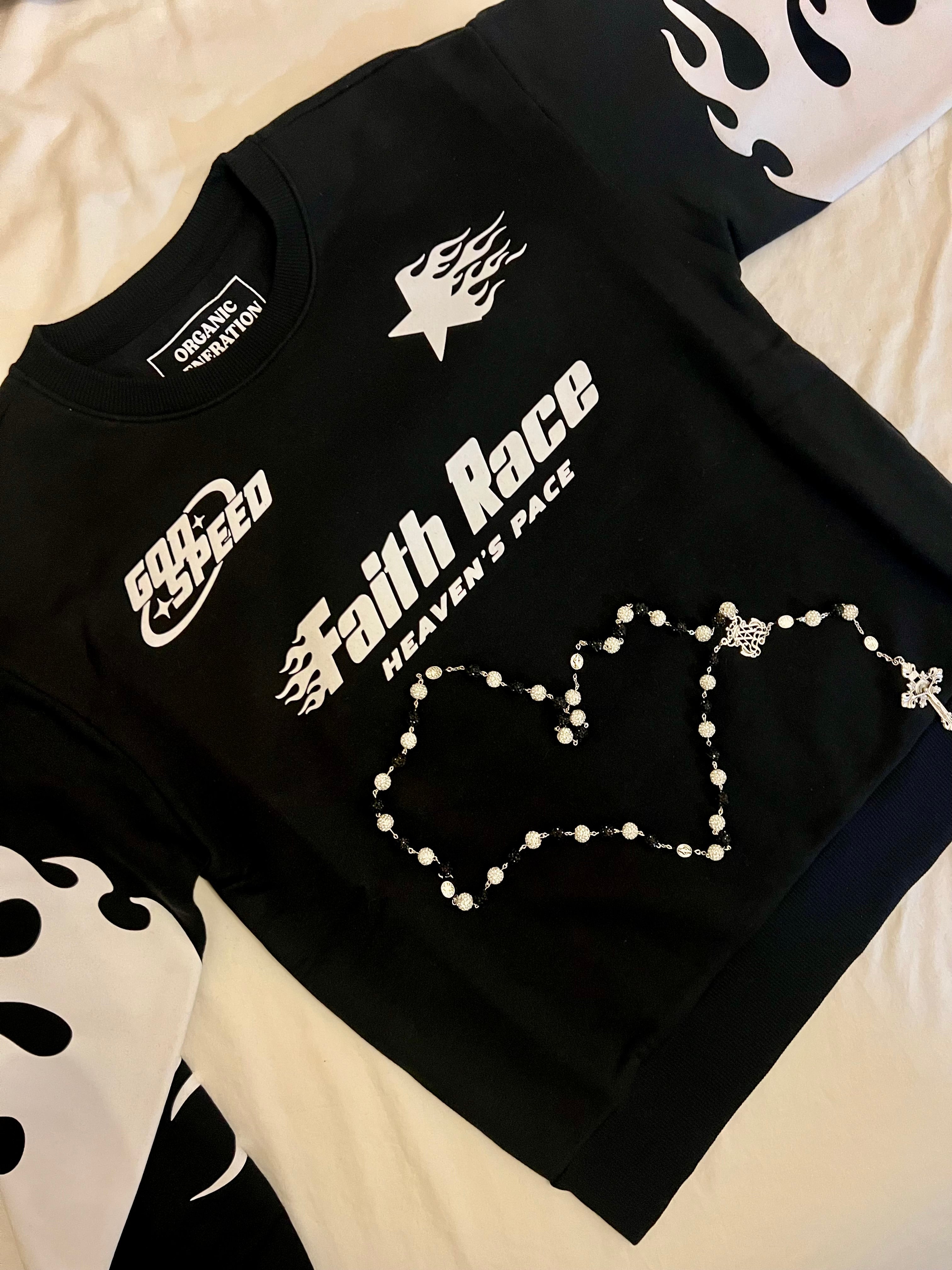 洋楽 faith 14:29 Faith Race - Heaven's Pace Flame Crewneck – RACE QUEEN COUTURE