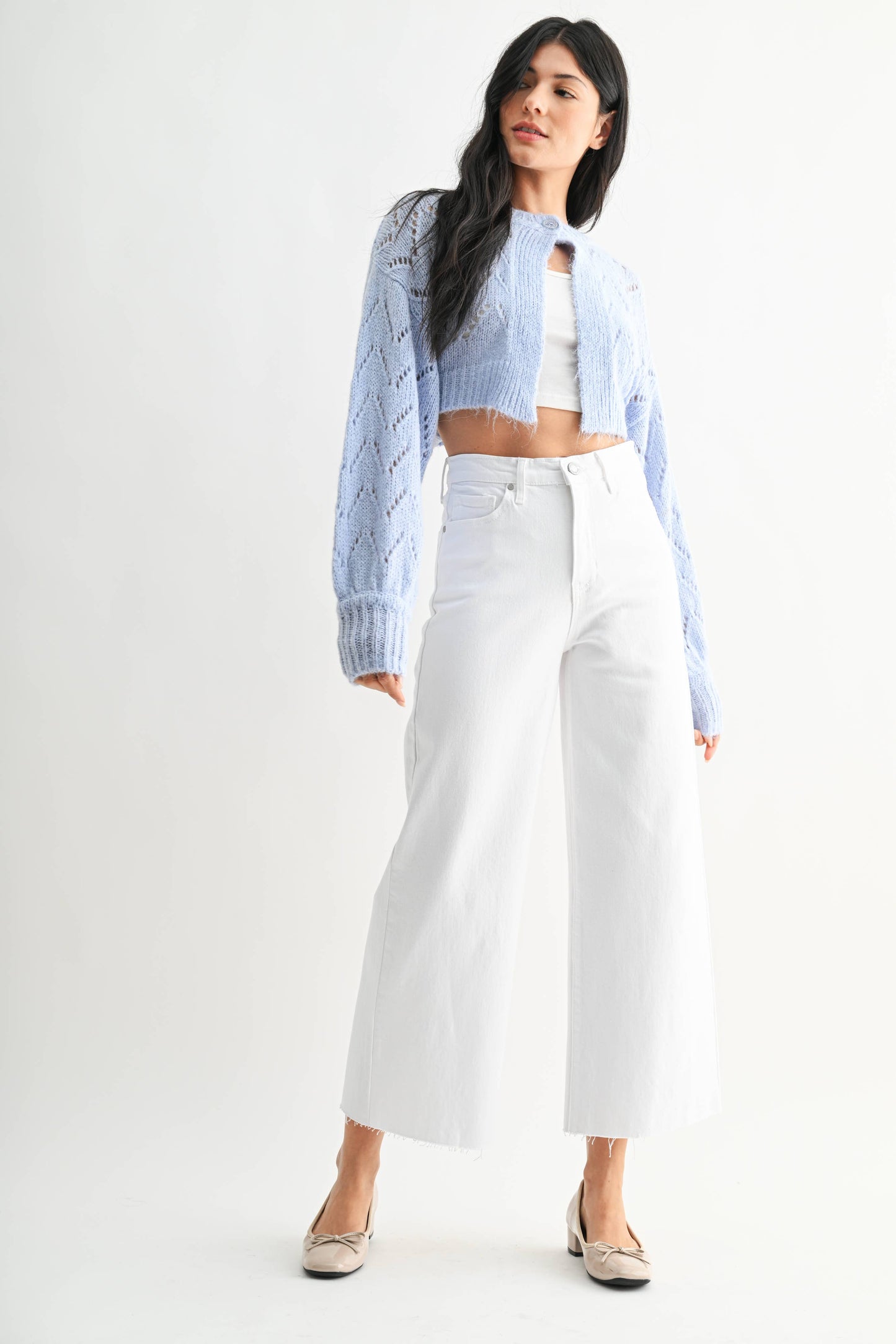JUST BLACK DENIM - Scissor Cut Wide Leg - OPTIC WHITE
