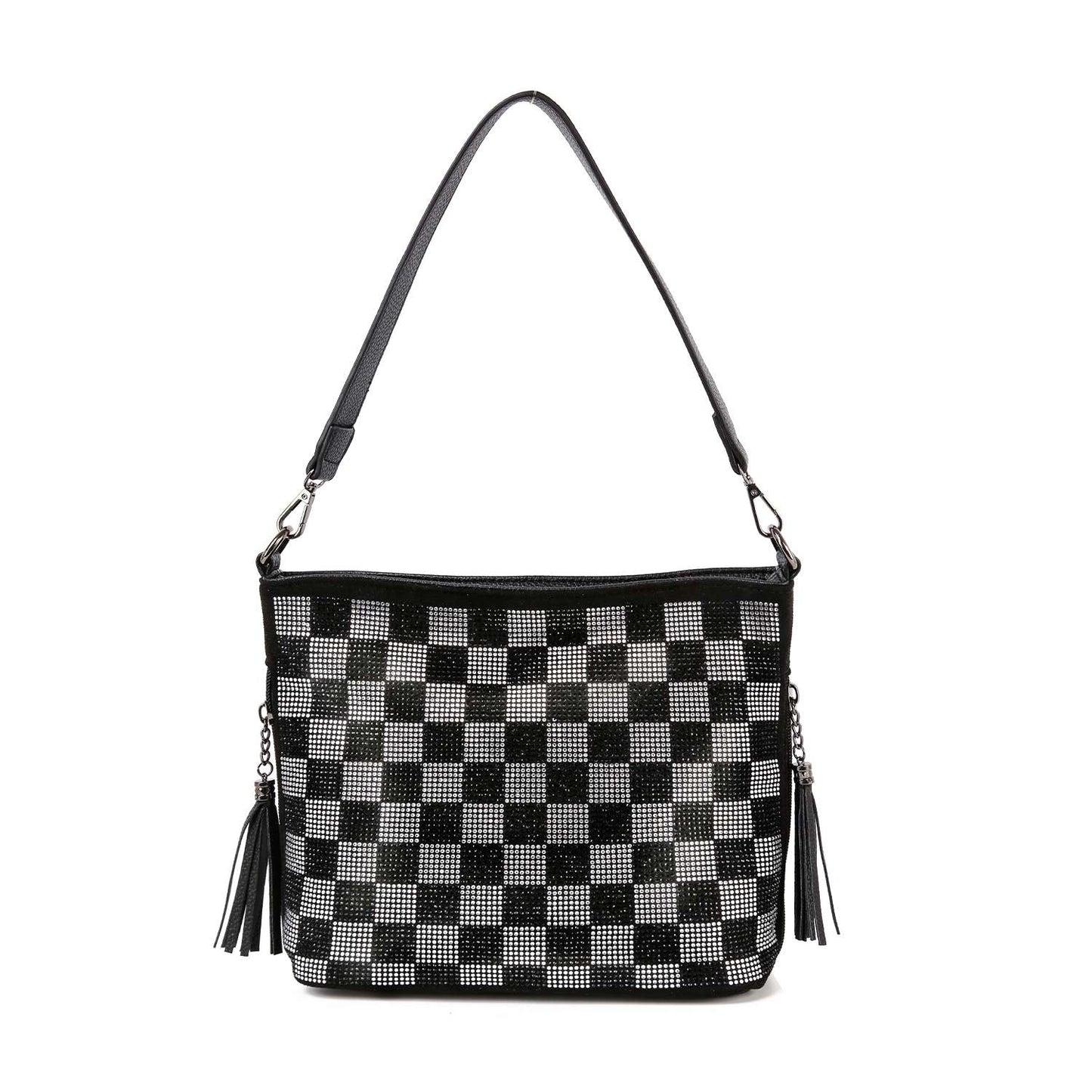 Checkered Bling Crossbody