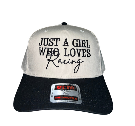 RACE QUEEN COUTURE “Just A Girl Who Loves Racing” Snapback Hat