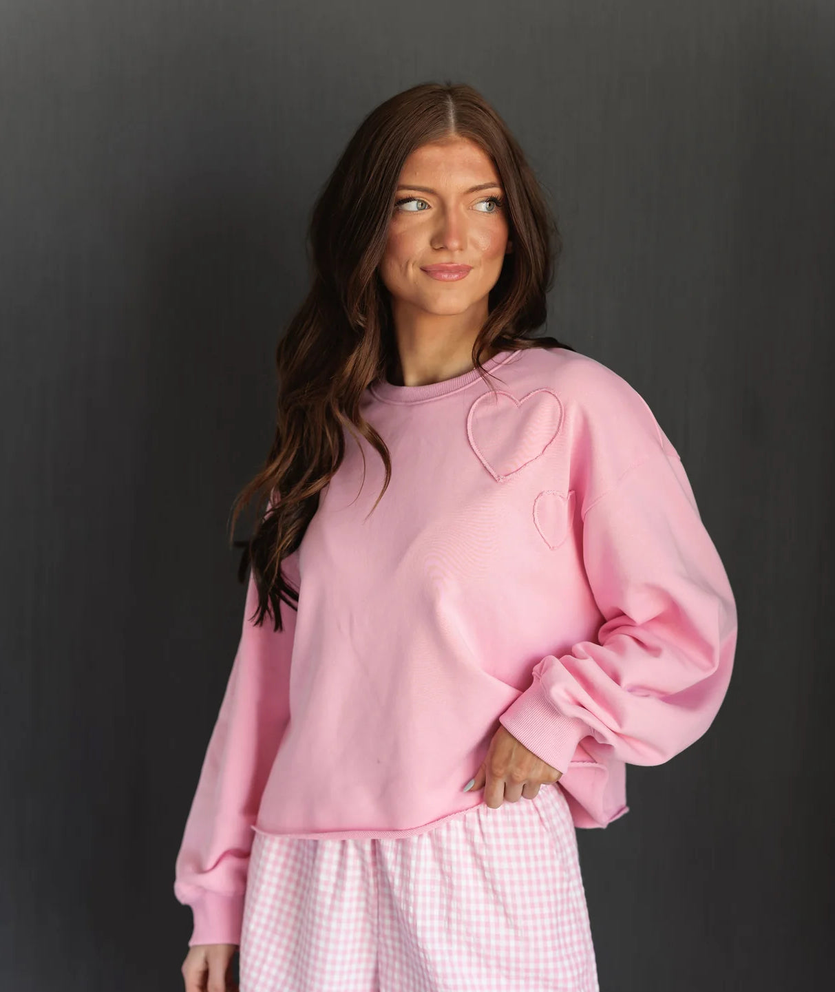 Pink Heart Patch Crewneck