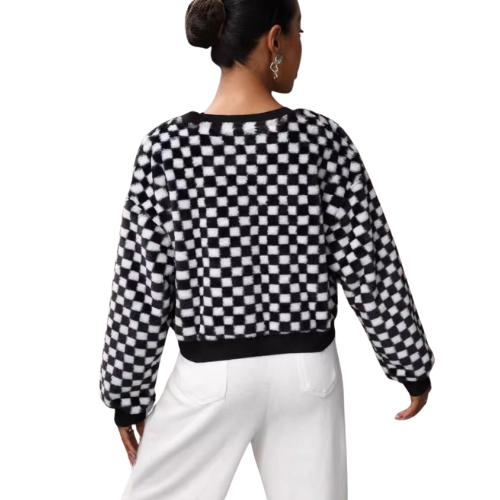 Checkered Plush Sweater - Amber