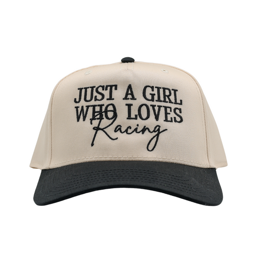 RACE QUEEN COUTURE “Just A Girl Who Loves Racing” Snapback Hat