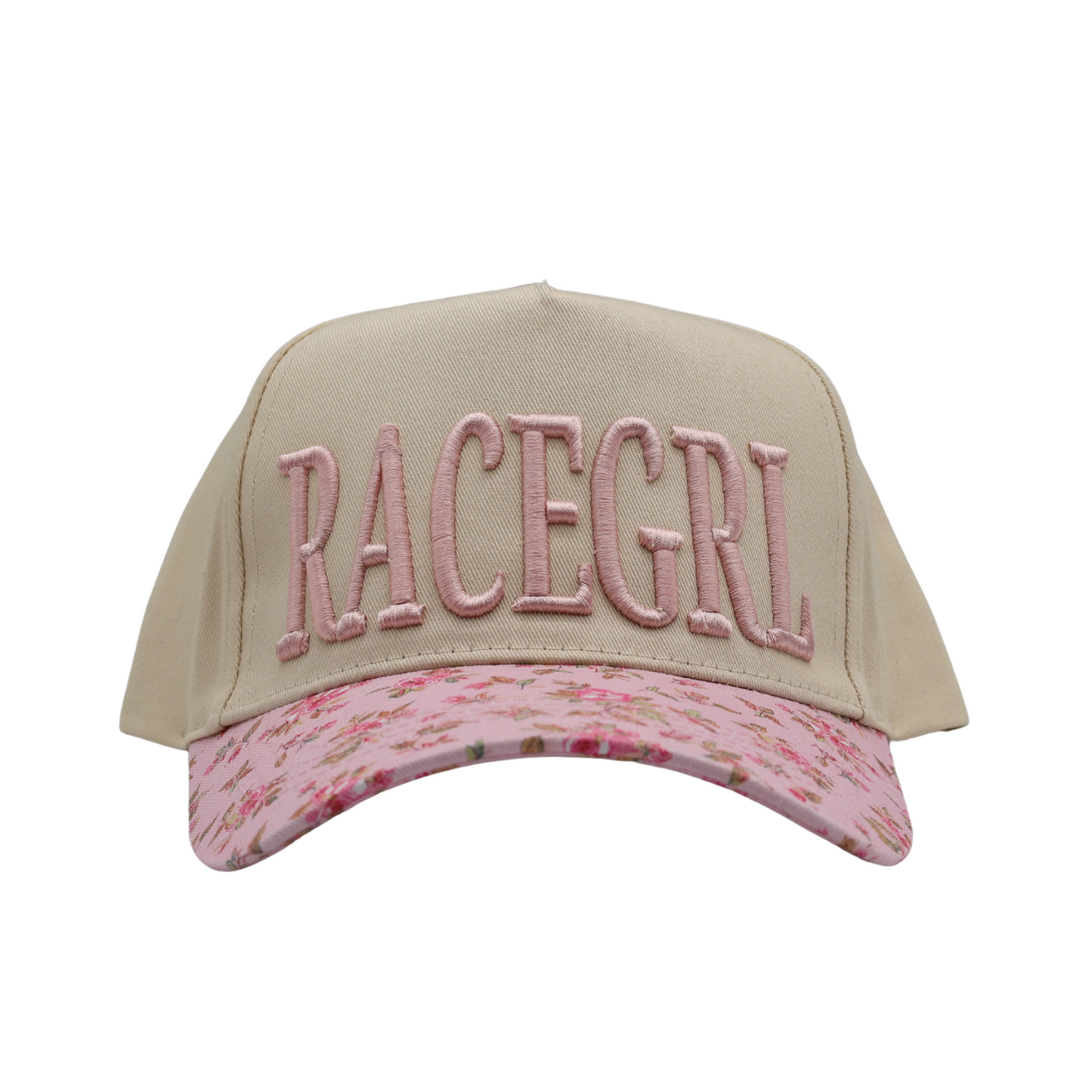 RACE QUEEN COUTURE “RACEGRL” Pink Floral Snapback Hat