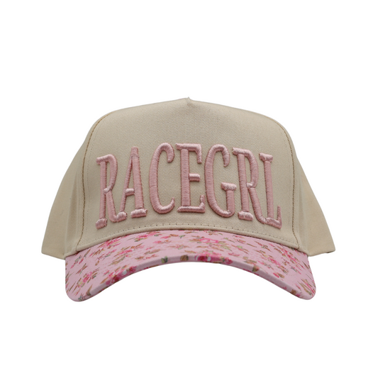 RACE QUEEN COUTURE “RACEGRL” Pink Floral Snapback Hat
