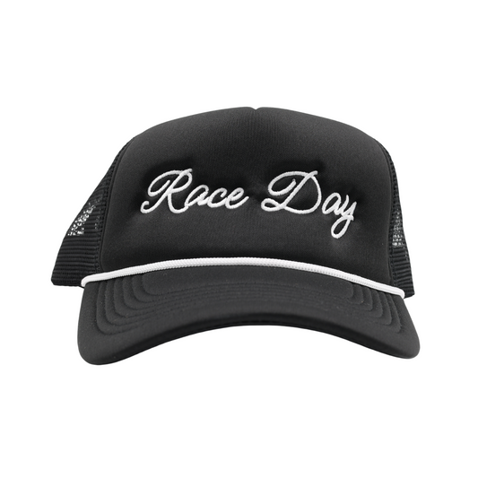 RACE QUEEN COUTURE - "Race Day" Script Trucker Hat