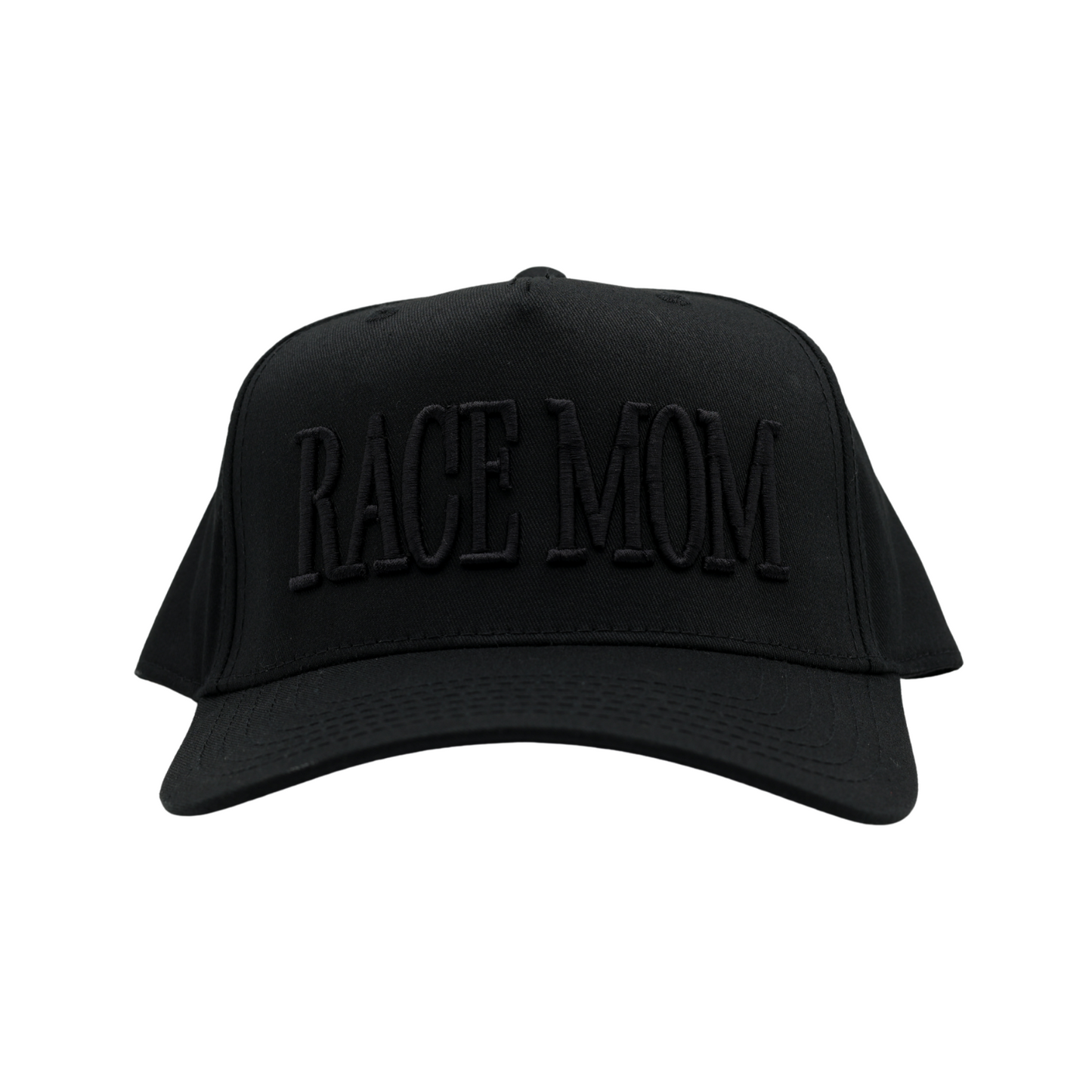 RACE QUEEN COUTURE "RACE MOM" Snapback Hat - Black Hat w/ Black Stitching