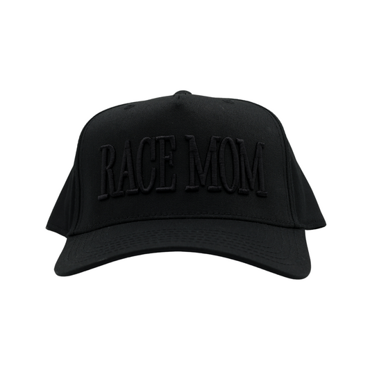 RACE QUEEN COUTURE "RACE MOM" Snapback Hat - Black Hat w/ Black Stitching