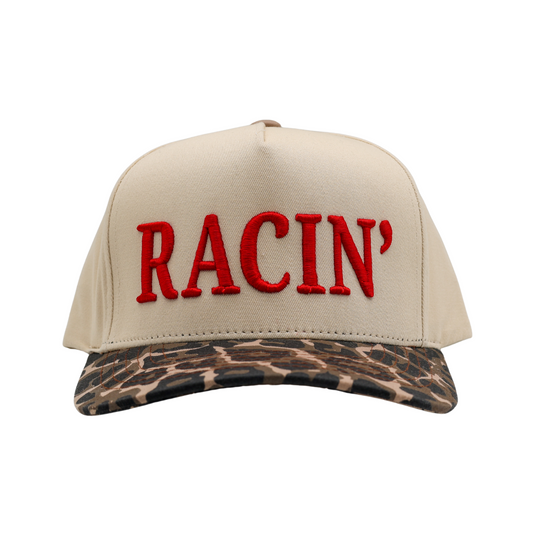RACE QUEEN COUTURE “RACIN’” - Red/Leopard Hat