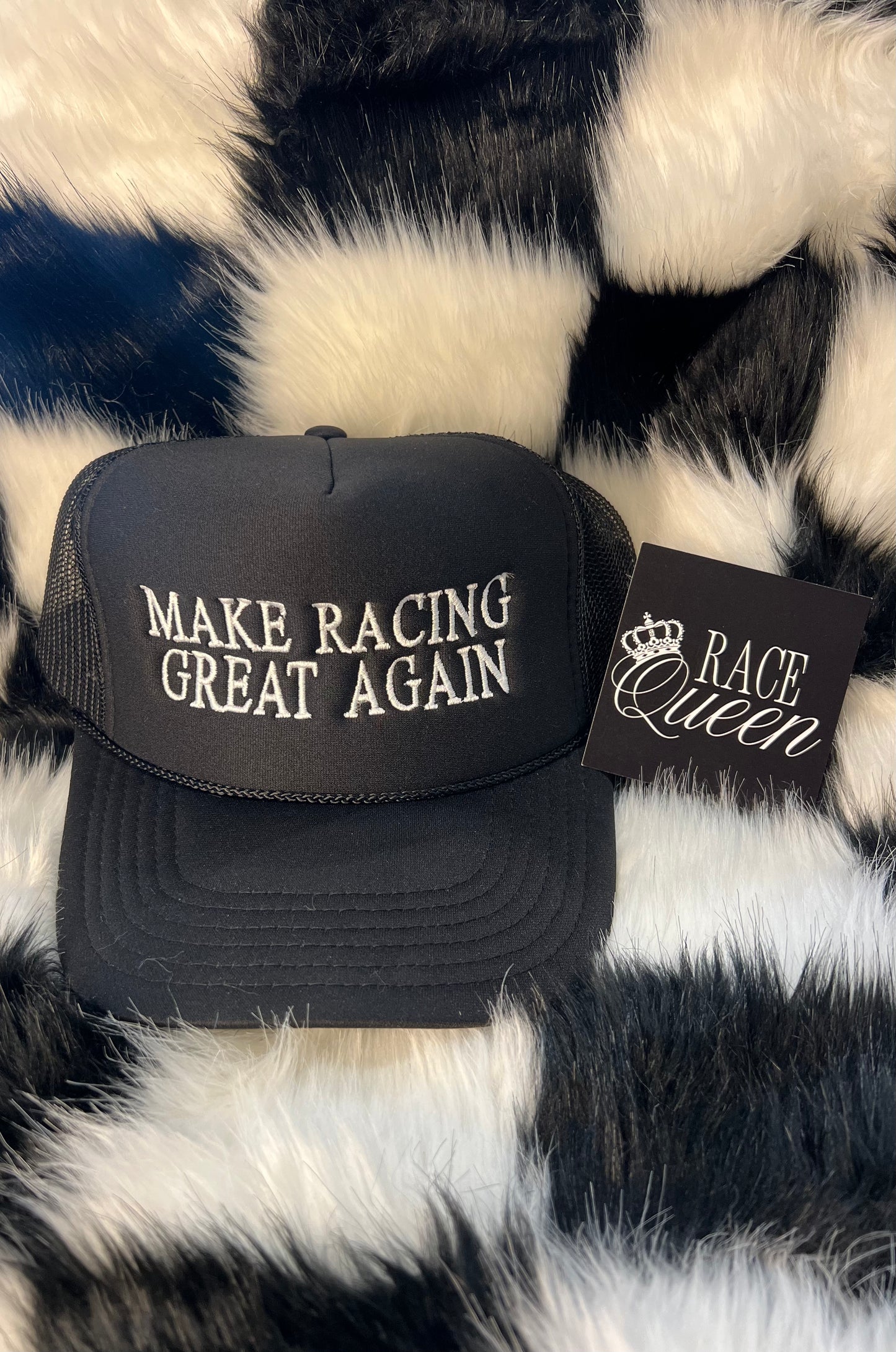 RACE QUEEN COUTURE "MAKE RACING GREAT AGAIN" Trucker Hat - Black