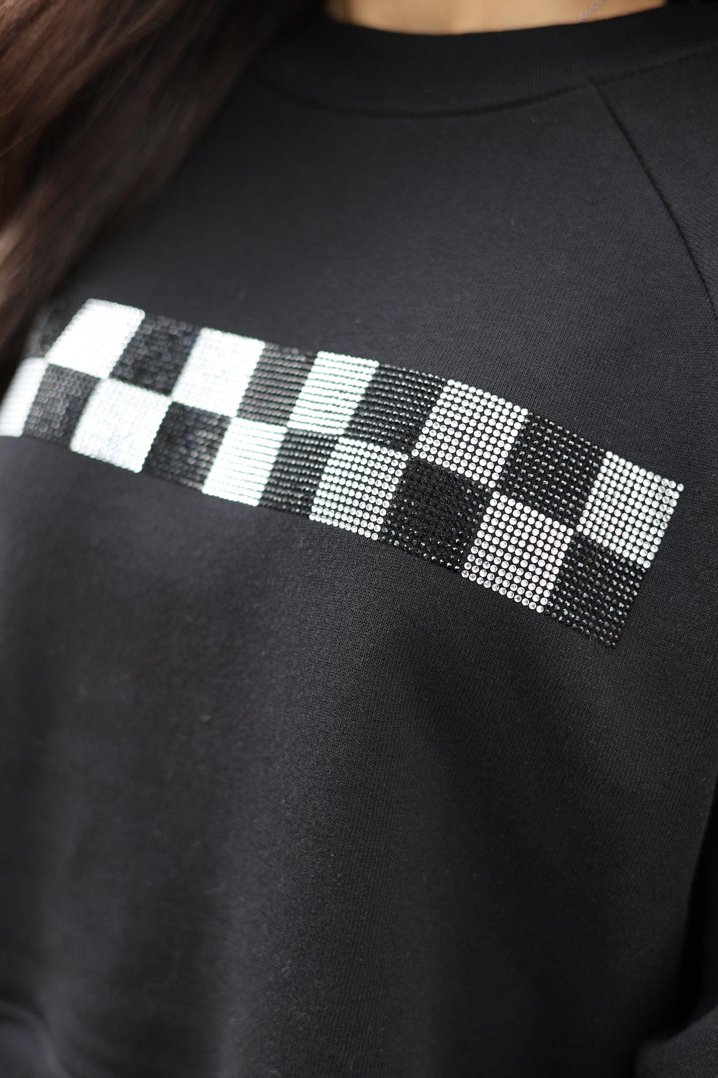 Rhinestone Checkered Crewneck