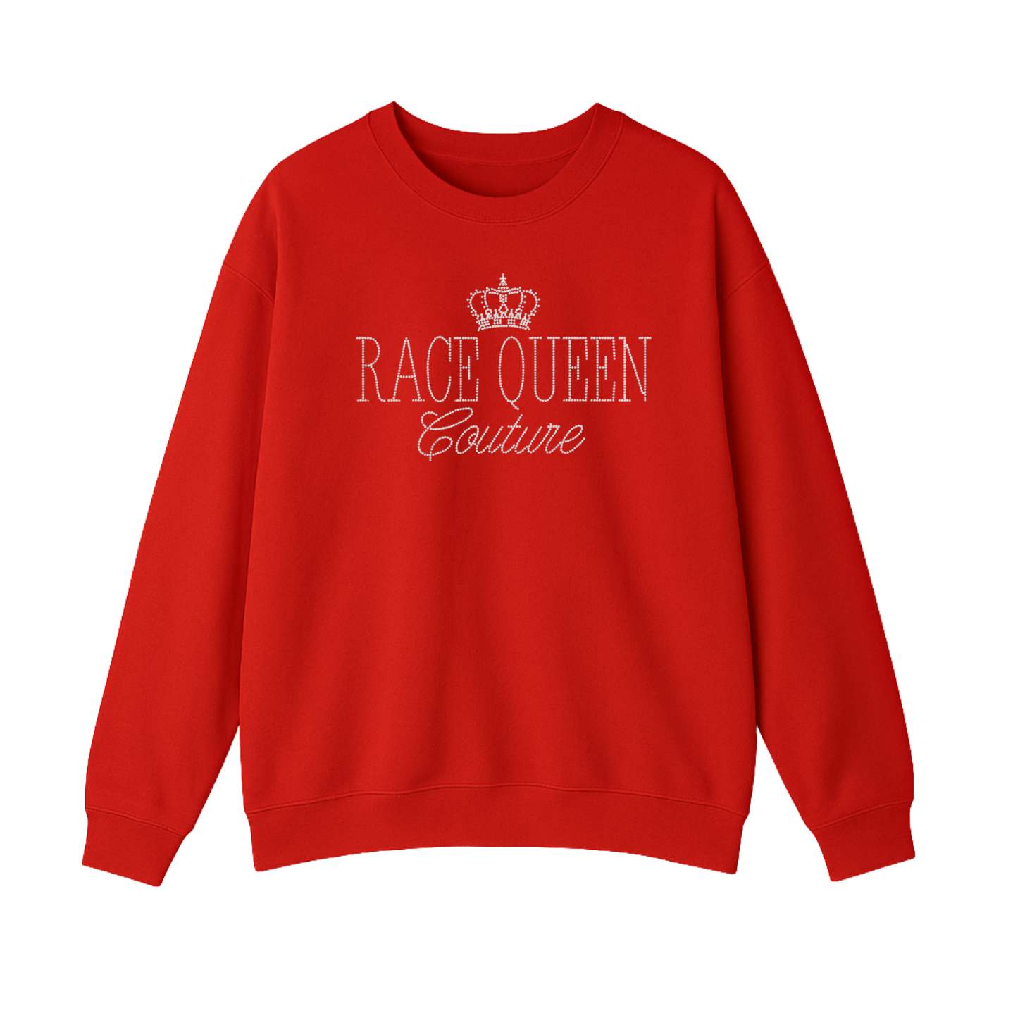 RACE QUEEN COUTURE Rhinestone Crewneck - Red