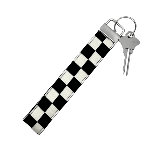 Checkered Short Lanyard/Fabric Keychain Wristlets
