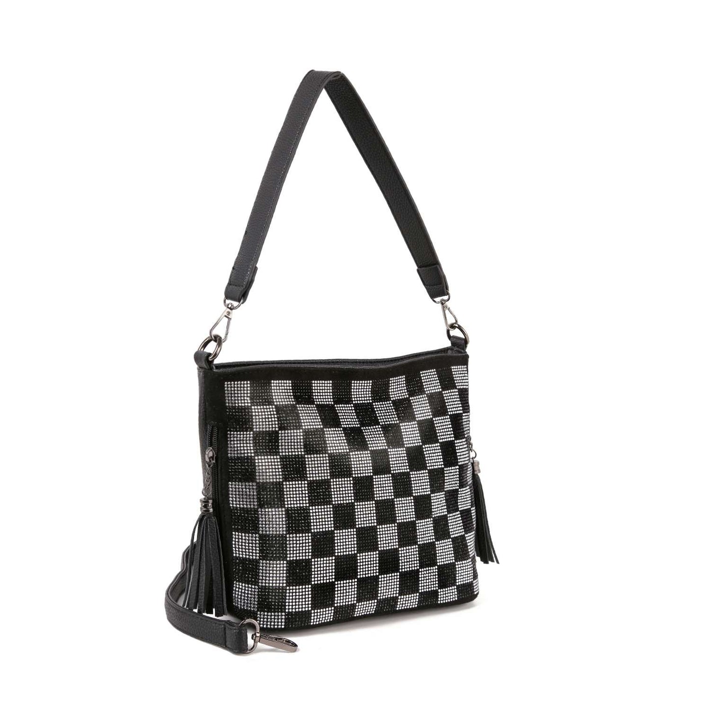Checkered Bling Crossbody