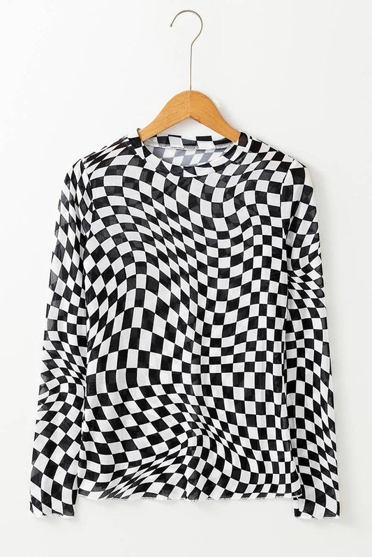Checkered Sheer Top
