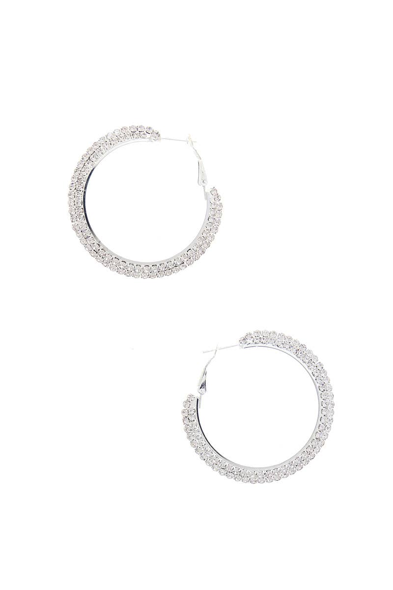 RHINESTONE HOOP EARRING