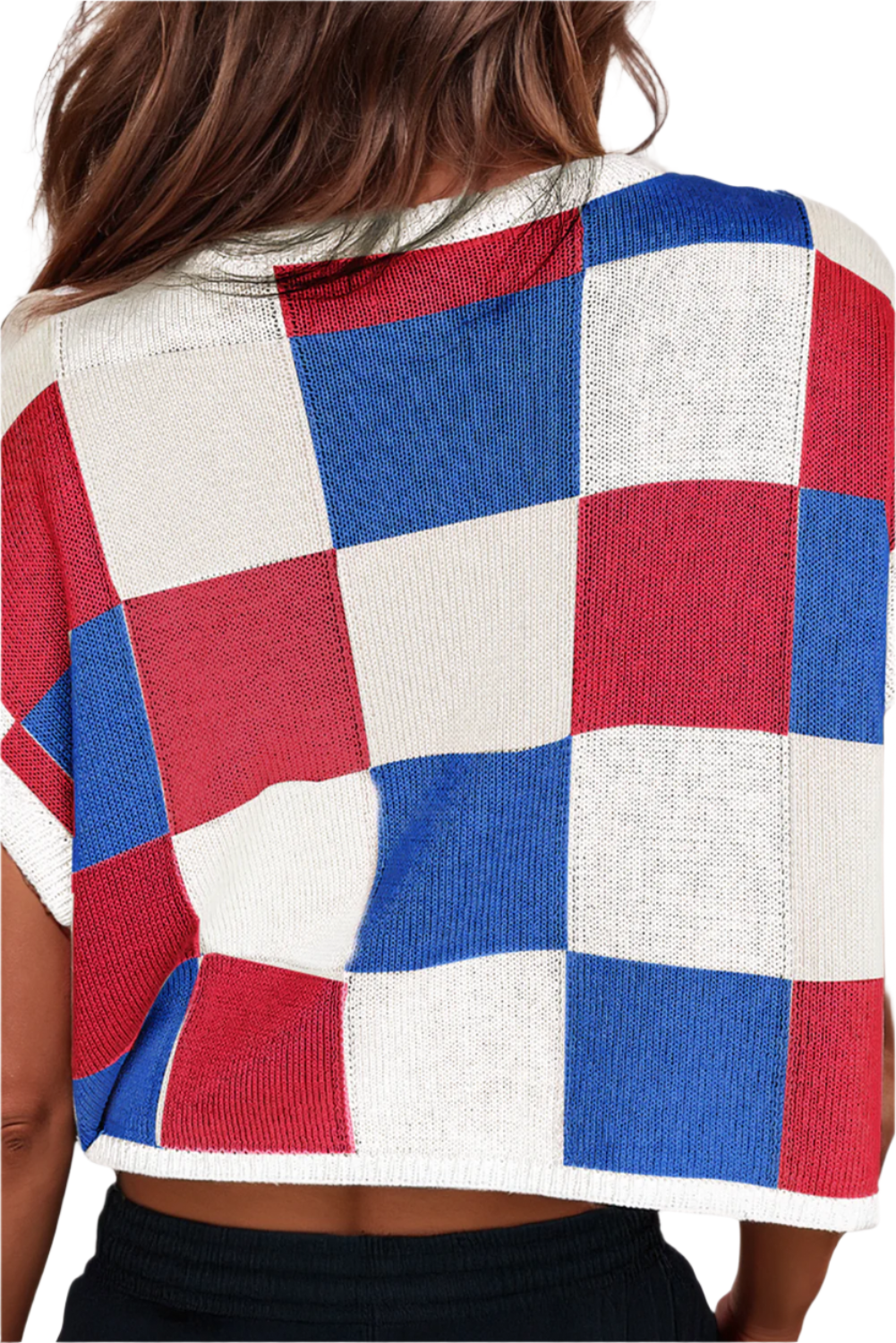 CHECKERED RED, WHITE, AND BLUE SWEATER *LIMITED EDITION*