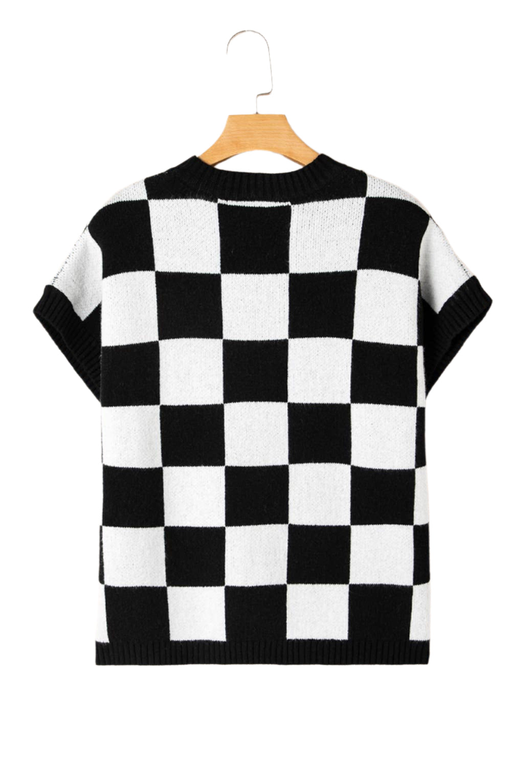 Checkered Short Sleeve Sweater - Katelyn