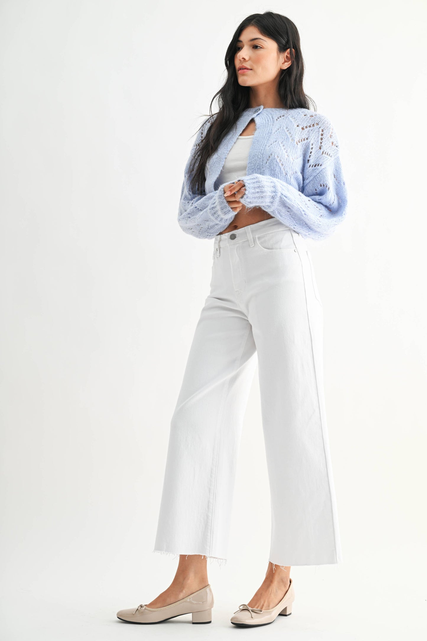 JUST BLACK DENIM - Scissor Cut Wide Leg - OPTIC WHITE