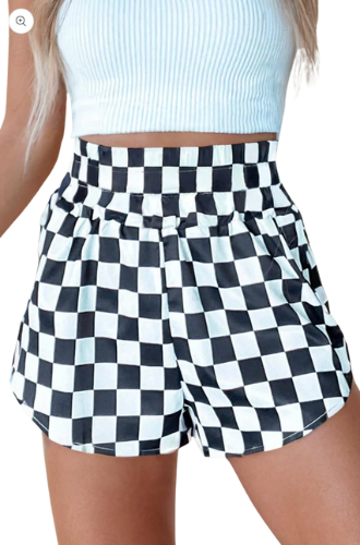 Checkered High Waist Shorts