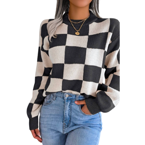 Checkered Knit Sweater - Chandra